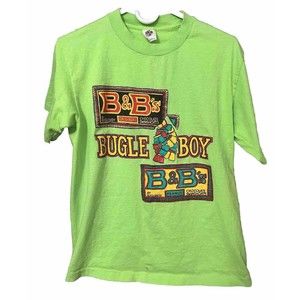 Vintage Bugle Boy's Neon Green T shirt X-Large Retro